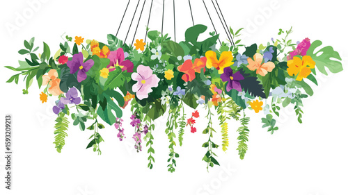 Colorful Hanging Floral Display Centerpiece
