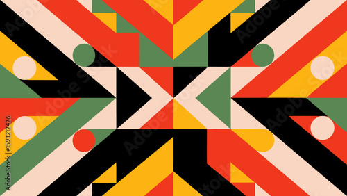 Abstract geometric pattern with vibrant colors and shapes  