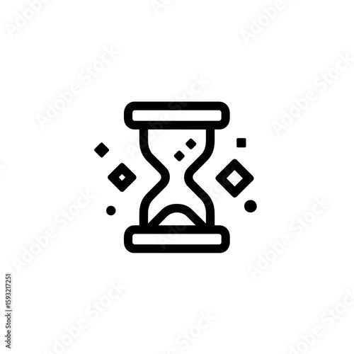 Hourglass outline displays time passing in minimalist design on white