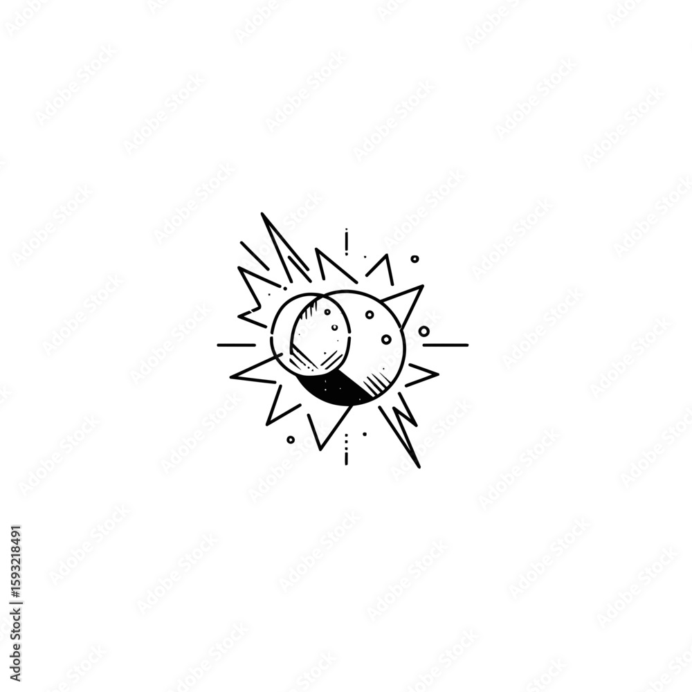 Fototapeta premium Overlapping spheres shine abstractly geometric illustration simple white background