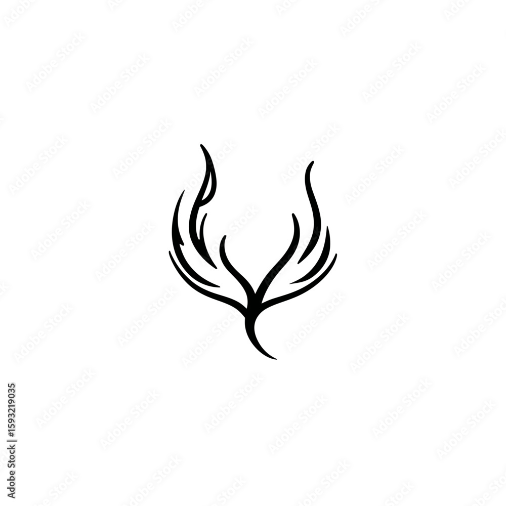 Abstract branch grows upwards isolated minimalist design Abstract branch grows upwards isolated minimalist design