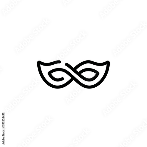 Mask outline shows design on white background for masquerade