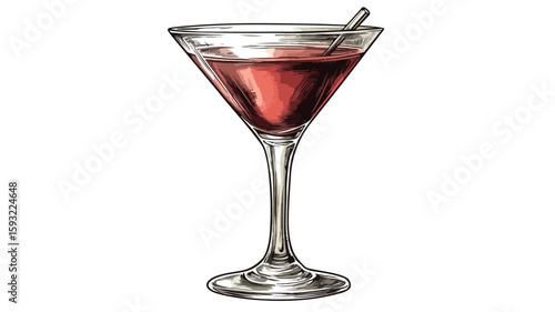 Classic Cocktail Glass Drink Art Illustration