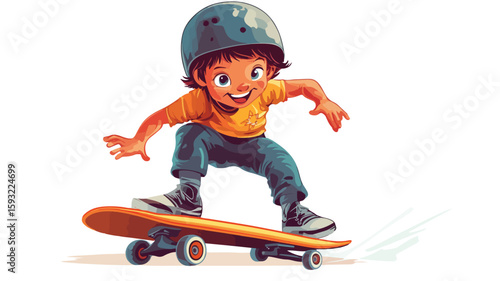 Vintage Boy Skateboarding Illustration