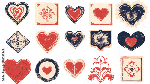 Vintage Valentine Stamp Element Set
