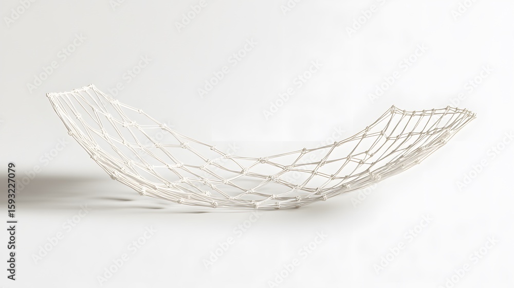 Obraz premium Abstract White Knotted Net Hammock Design 3D Render