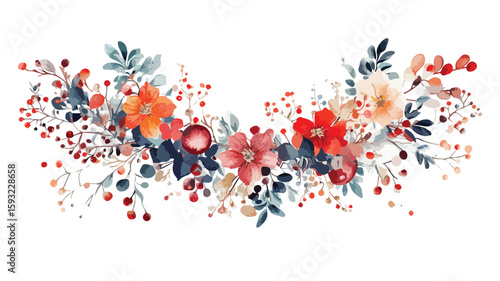 Watercolor Christmas element set wide angle