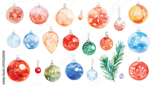 Christmas Watercolor Decorative Element Set