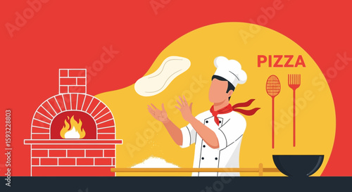 Expert Chef Preparing Fresh Pizza Dough In Authentic Italian Pizzeria