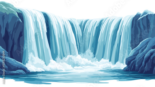 Wide Angle Waterfall Effect Transparent Background
