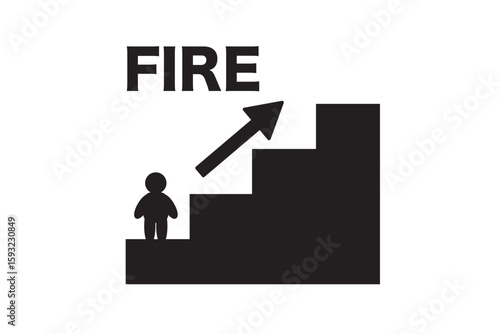 FIRE（経済的自由）を目指す人物と階段のシンプルイラスト