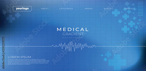Modern medical background with waveform graphic and cross elements ideal for health presentations