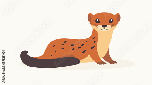 Cute Weasel Vector Illustration on Light Background