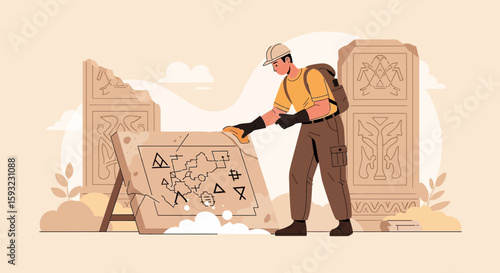 Dedicated Archaeologist Working To Uncover Ancient Civilization In Lost Land