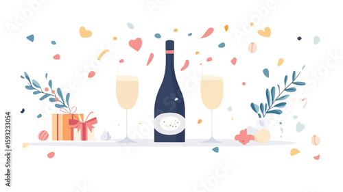 Elegant Celebration Decorations on White Background