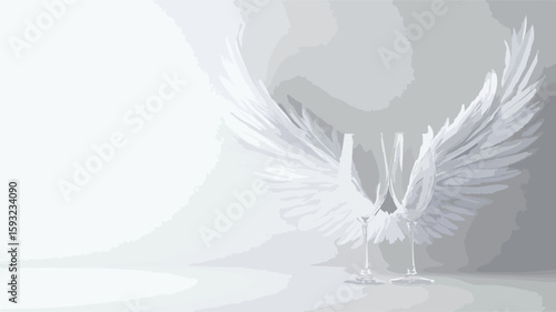 Elegant Angel Wings on White Background