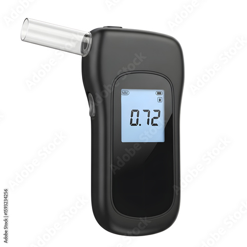 Digital breathalyzer device displaying alcohol content level