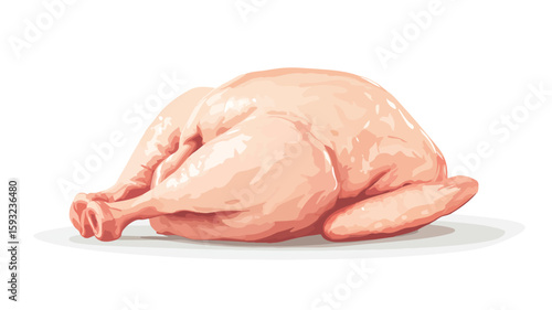 Fresh Whole Chicken Meat Perspective View
