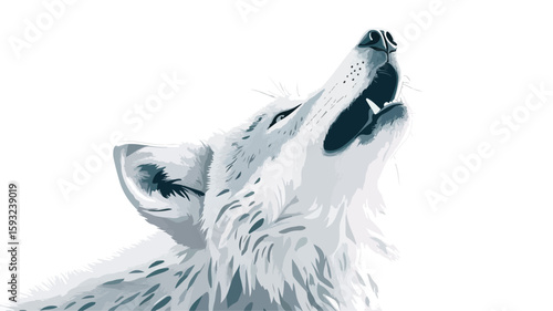 Majestic White Wolf Howling in Scenic Background