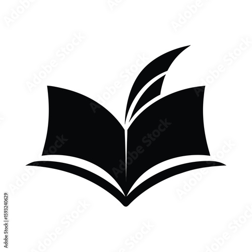 Elegant silhouette of an open book with gently curled pages for creative projects