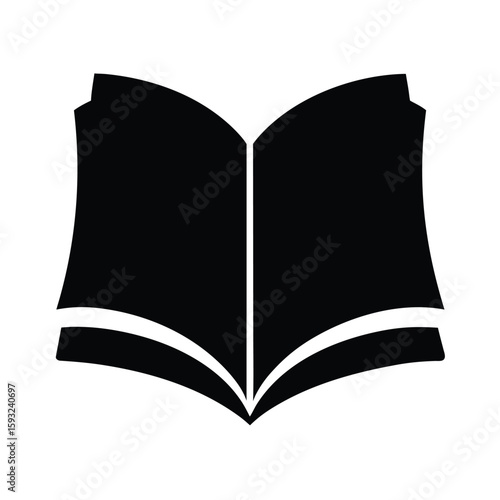 Elegant silhouette of an open book with gently curved pages for creative projects