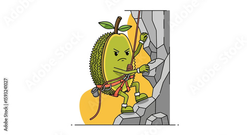 Durian Adventurer: A Cartoon Fruit Conquers Rocky Peaks With Determination