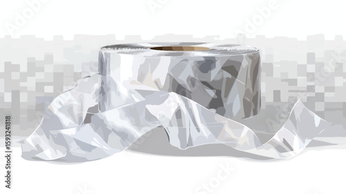 Wrinkled Clear Tape on Transparent Background