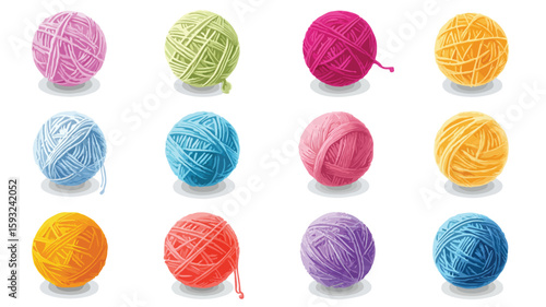 Yarn Ball Element Set with Transparent Background