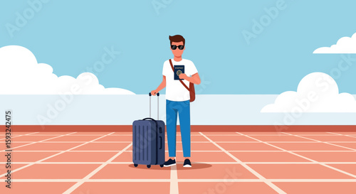 Man Preparing For His Trip Checking His Passport Before Departure