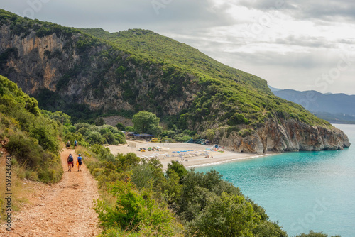 hiking trail to Gjipe Beach in Dhermi, Albanian riviera, Ionian sea