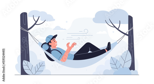 Man Relaxing In Hammock On Vacation For Digital Graphic Designs