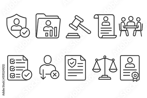 Business, office outline icon set. management, document review icons outline collection