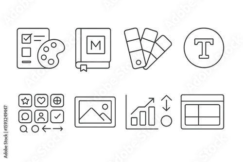 Art and design outline icon set. creativity, inspiration icons in outline style collection