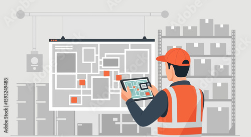 Inventory Management With Digital Tablet In Warehouse Modern Distribution Center