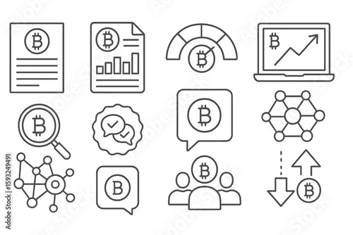 Cryptocurrency, blockchain line icon set. bitcoin, network icons outline collection