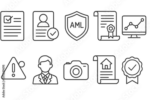 Business, finance outline icon set. management, analysis, certification linear collection