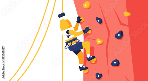 Energy Drink Climber Ascends Artificial Wall During Training Session