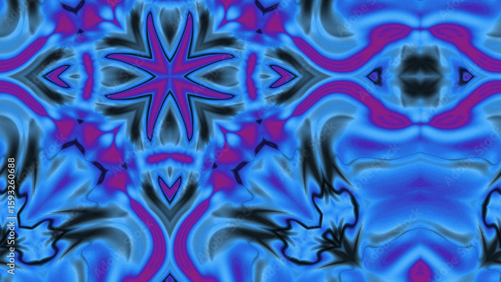 Obraz premium Abstract Radiant Burst with Soft Grain Texture, Symmetrical Glow Pattern in Psychedelic Style, Radiating Circular Abstract with Subtle Noise, Kaleidoscopic Starburst with Gradient Flow