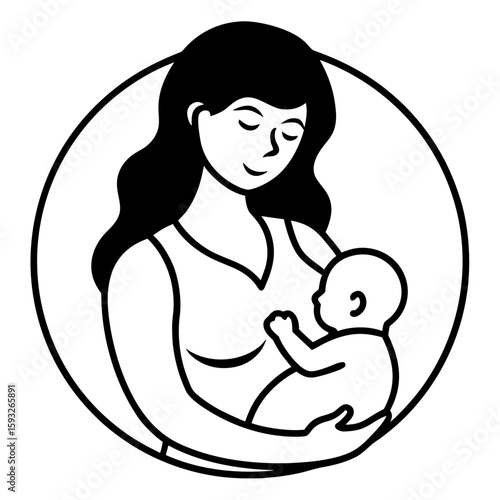 Breastfeeding mother icon. World Breast feeding Week Day design.  mother and baby illustration