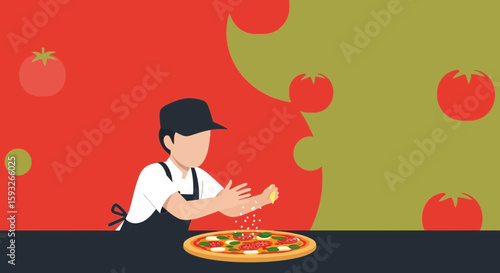 Preparing Delicious Pizza By Adding Cheese Professional Cook Style
