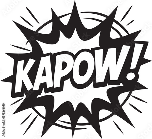 Comic Book Explosion Dynamic 'Kapow!' Word Bubble Illustration