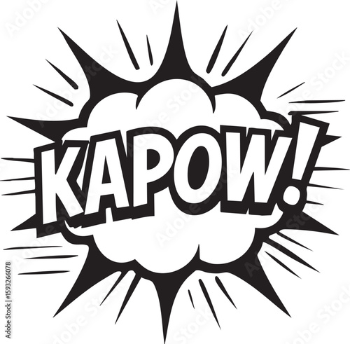 Kapow comic book explosion sound effect. Retro pop art style vector graphic for action or surprise.