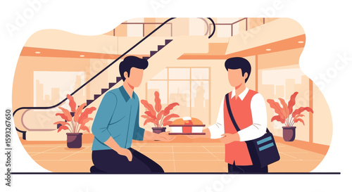 Presenting A Gift Within A Modern Commercial Environment Or Coorporate Business Space