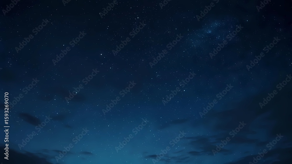 Obraz premium Vast Dark Blue Night Sky with Myriad Twinkling Stars and Subtle Cloud Formations