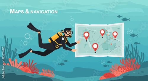 Underwater Exploration Diver Charting A Course Beneath The Waves Adventure Seeking