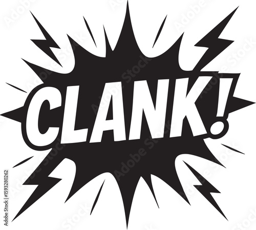 Clank! Comic Book Explosion Sound Effect Illustration for Animated Content and Graphic Design Projects