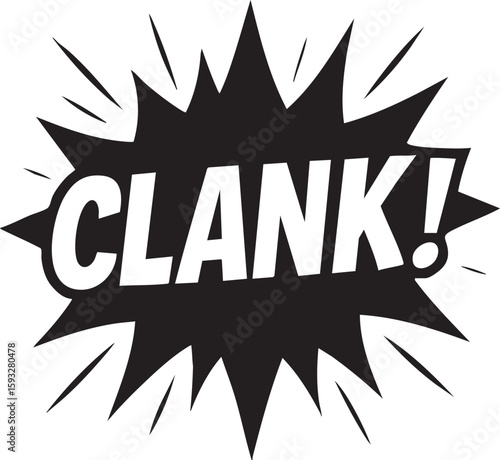 Comic Book Sound Effect Dramatic 'Clank!' Burst Design