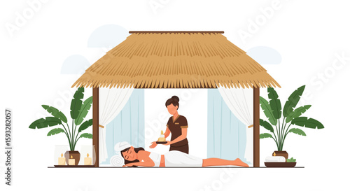 Relaxing Spa Treatment In A Tropical Location Promotes Wellness And Tranquility