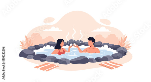 Relaxing Time In A Japanese Hot Spring, A Serene Couple Experience Together