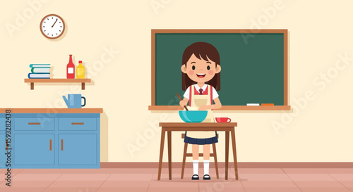 Young Girl Baking Treats In The Kitchen At Home Having Fun Creating Dishes